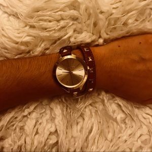 Michael Kors wrap wrist watch, gold w/ studs